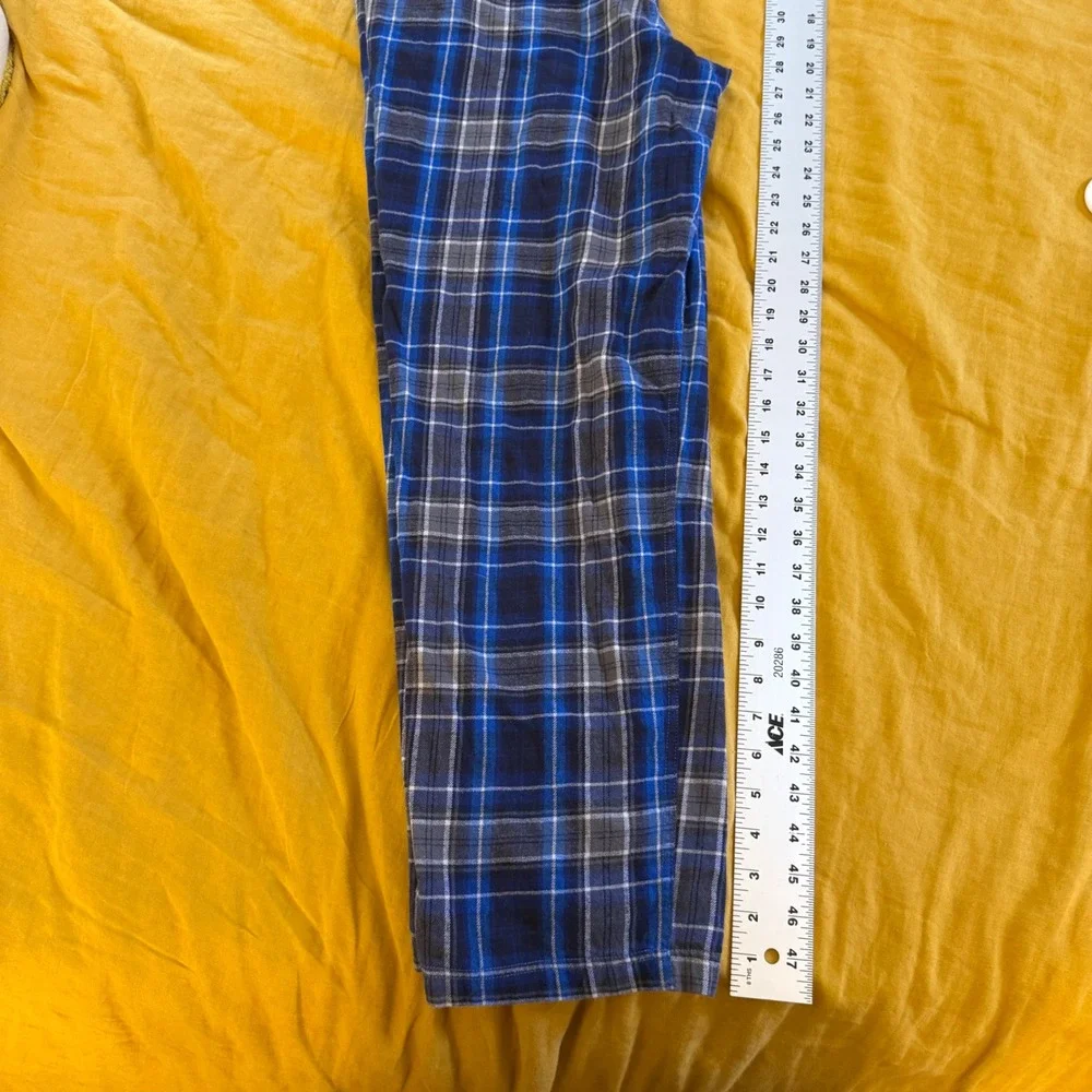 Eddie Bauer Mens Blue Plaid Lounge Pajama Pants Size Medium Drawstring‎ Relaxed